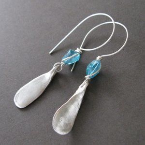 Apatite and Sterling Thumbprint Earrings Sea Foam